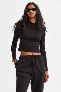 Tops H&M Acanalado Long-sleeved Mujer Marrom Oscuro | 582076PDA