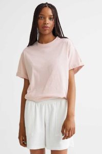 Tops H&M Algodon T-shirt Mujer Rosas Claro | 246157NXP