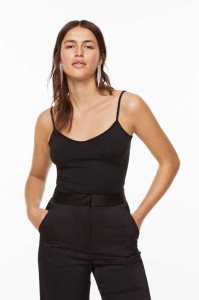 Tops H&M Camisole Mujer Negros | 275108TOK