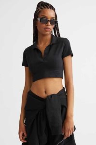 Tops H&M Collared Crop Mujer Blancos | 681075NJU