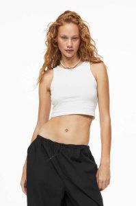 Tops H&M Corta Algodon Tank Mujer Blancos | 892507VEC