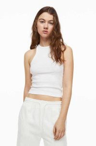 Tops H&M Crop Tank Mujer Marrom Oscuro | 078961WDZ