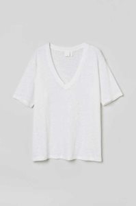 Tops H&M Linen Jersey T-shirt Mujer Verdes Claro | 680725NHI