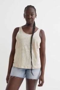 Tops H&M Linen Jersey Tank Mujer Amarillos | 816279DCJ