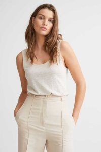 Tops H&M Linen Jersey Tank Mujer Negros | 706385NGI