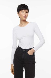 Tops H&M Long-sleeved Jersey Mujer Negros | 296701PIX