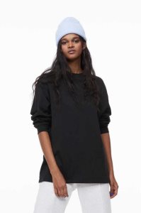 Tops H&M Long-sleeved Jersey Shirt Mujer Negros | 813972XNE