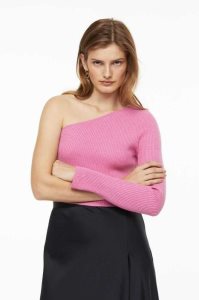 Tops H&M One-shoulder Acanalado Mujer Grises Oscuro | 427156GRL