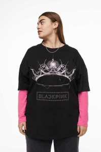 Tops H&M Oversized Rhinestone-motif T-shirt Mujer Negros | 869420TCF