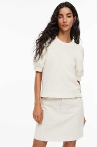 Tops H&M Puff-sleeved Mujer Creme | 641589KIX