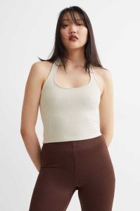 Tops H&M Rib-knit Halterneck Mujer Marrom Oscuro | 473829MHA