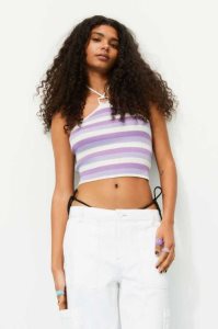 Tops H&M Rib-knit Halterneck Mujer Marrom | 705698ZMS