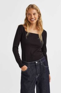 Tops H&M Square-neck Mujer Negros | 317456ABU