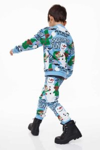 Una sola pieza H&M 2-piece Patterned Sweatshirt Niños Azules Claro | 314685USJ