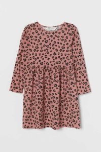 Vestido Corto H&M Algodon Jersey Niños Beige Leopardo | 289057PRU