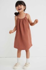 Vestido Corto H&M Double-weave Algodon Niños Grises Oscuro | 908326HIK