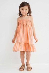 Vestido Corto H&M Smocked Algodon Niños Verdes Claro | 537618QMG