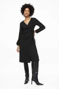 Vestido H&M Balloon-sleeved Wrap Mujer Negros | 165274UYR