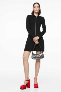 Vestido H&M Collared Zip-front Mujer Negros | 128469PON
