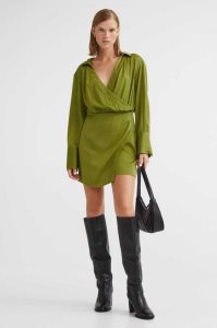 Vestido H&M Corta Wrapover Mujer Verde Oliva Verdes | 672834CPW