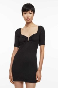 Vestido H&M Crinkled Jersey Mujer Negros | 453281BEZ