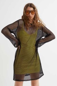 Vestido H&M Fishnet Mesh Mujer Amarillos Negros | 245761CLV