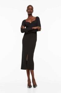 Vestido H&M Fitted Jersey Mujer Negros | 643751EWN