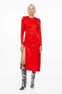 Vestido H&M Gathered Mujer Rojos | 027631TPL