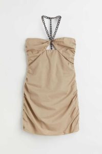 Vestido H&M Halterneck Bodycon Mujer Beige | 389061CYF