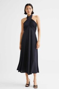 Vestido H&M Halterneck Mujer Azules Oscuro | 086539CMN