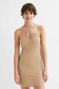 Vestido H&M Halterneck Mujer Marrom Oscuro | 965218ZON