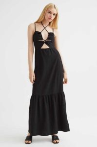 Vestido H&M Long Cut-out Mujer Negros | 016978GMT