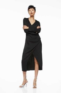 Vestido H&M Long Wrap-front Mujer Negros | 091478FKV