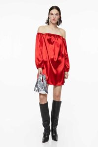 Vestido H&M Off-the-shoulder Satin Mujer Rojos | 297350YJV