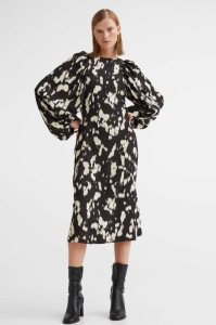 Vestido H&M Patterned Balloon-sleeved Mujer Negros | 051723RFC