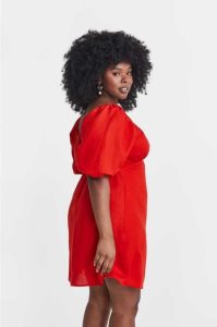 Vestido H&M Puff-sleeved Mujer Coral | 682907ZUJ