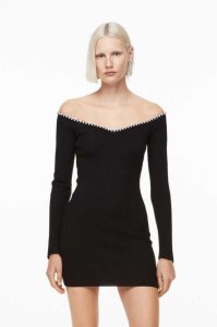 Vestido H&M Rhinestone-trimmed Mujer Negros | 372945ZTX