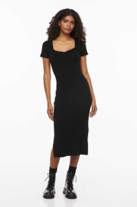 Vestido H&M Rib-knit Bodycon Mujer Negros | 904328VXP