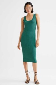 Vestido H&M Rib-knit Bodycon Mujer Verdes | 956832UOE