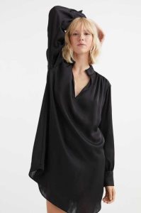 Vestido H&M Satin Tunic Mujer Negros | 874162VKH