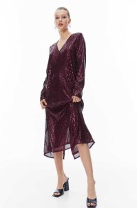 Vestido H&M Sequined Mujer Vino | 382694YWC