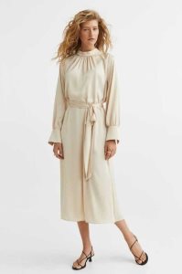 Vestido H&M Tie-belt Satin Mujer Beige Claro | 038912UXC