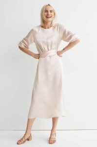 Vestido H&M Tie-belt Satin Mujer Vino | 713495QAC