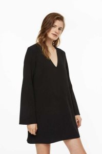 Vestido H&M V-neck Mujer Negros | 730489DIA