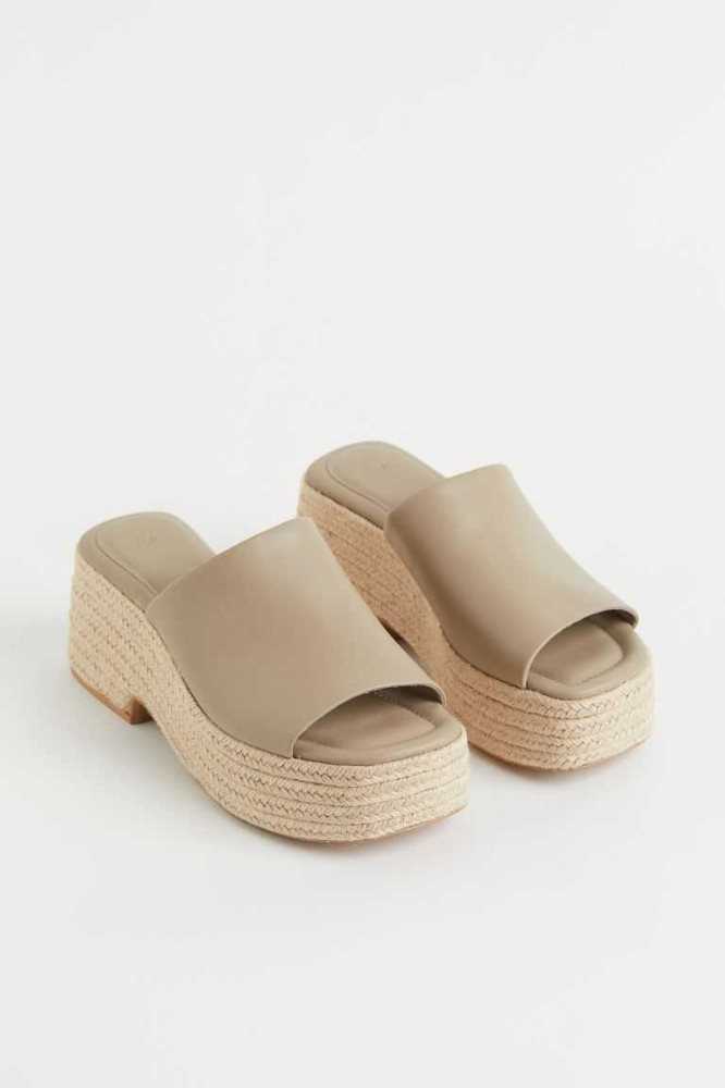 Alpargata H&M Plataforma Alpargata Mules Mujer Grises Marrom | 728941OWP