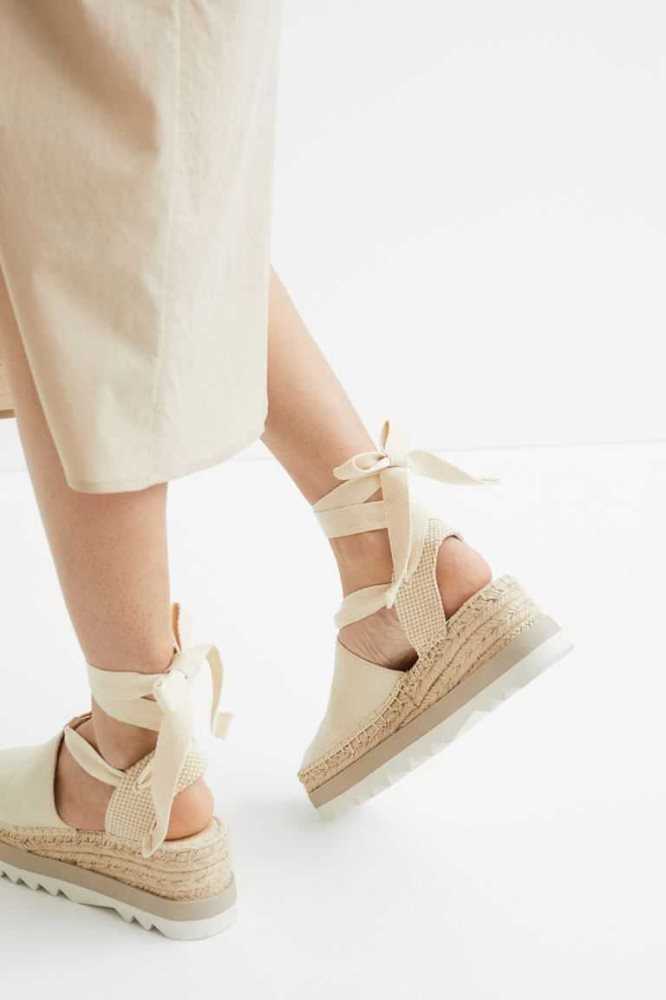 Alpargata H&M Plataforma Espadrilles Mujer Creme | 571230SEI