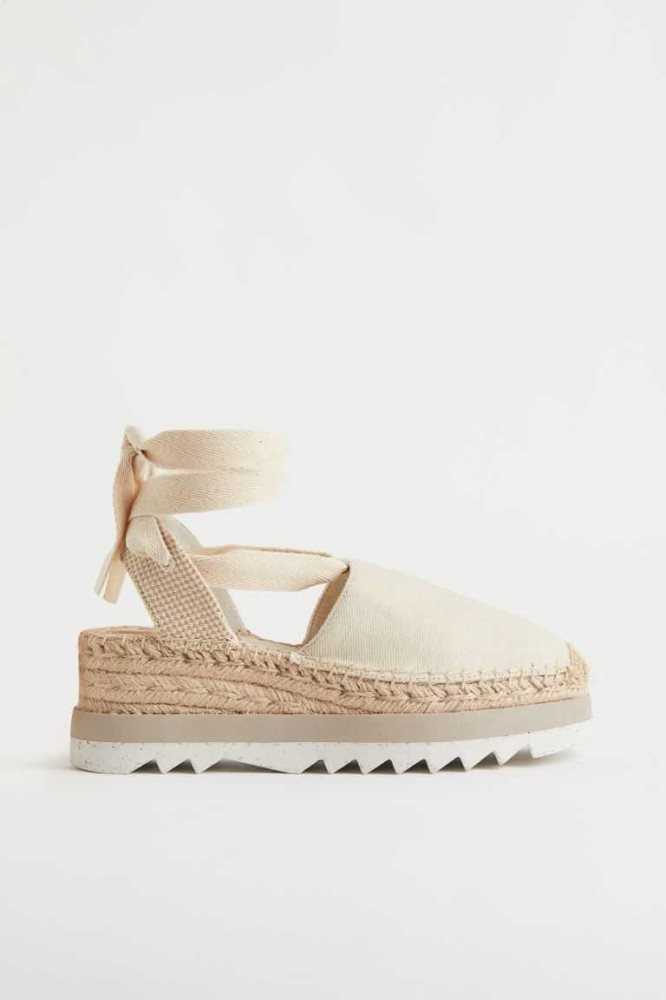 Alpargata H&M Plataforma Espadrilles Mujer Creme | 571230SEI