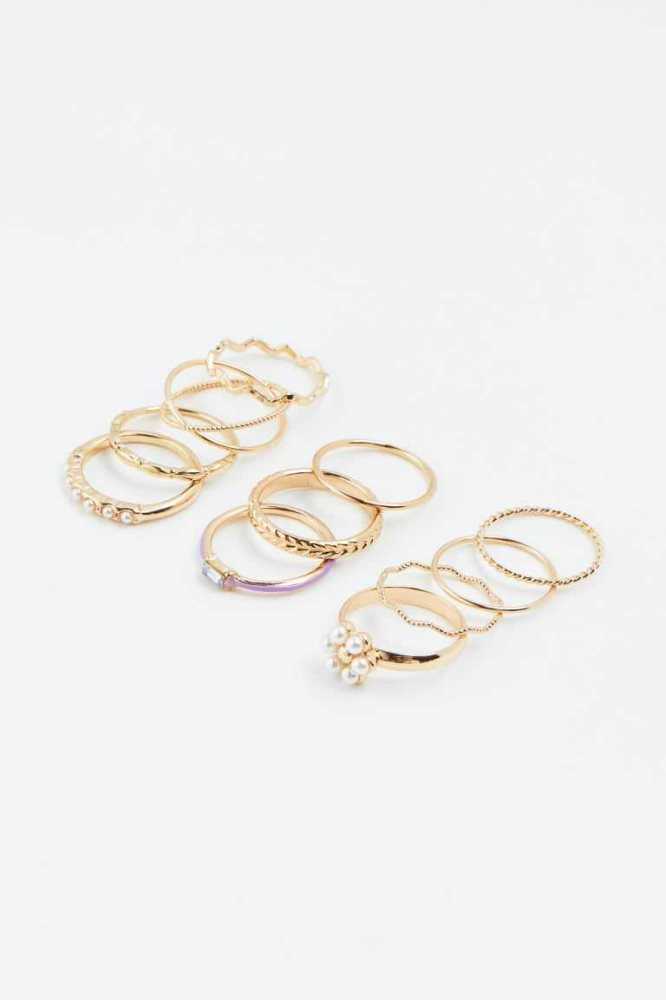 Anillos H&M 11-pack Mujer Dorados Morados | 852914ZIG