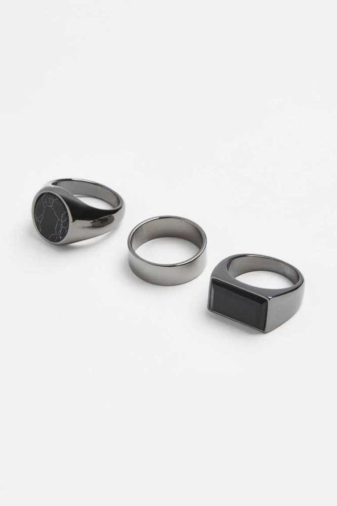 Anillos H&M 3-pack Hombre Grises Negros | 825470AXY