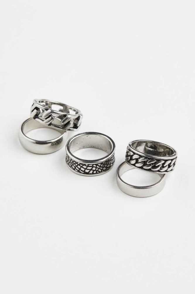 Anillos H&M 5-pack Hombre Plateados | 683192YEH